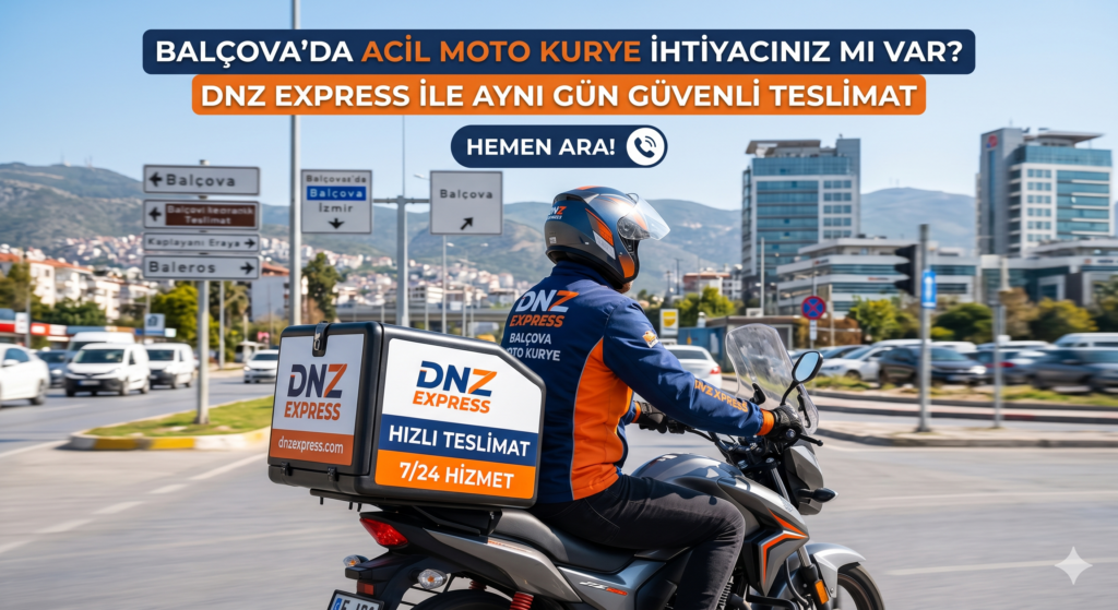 Balçova moto kurye hizmetimizle paketlerinizi güvenle taşıyan Dnz Express sürücüsü.